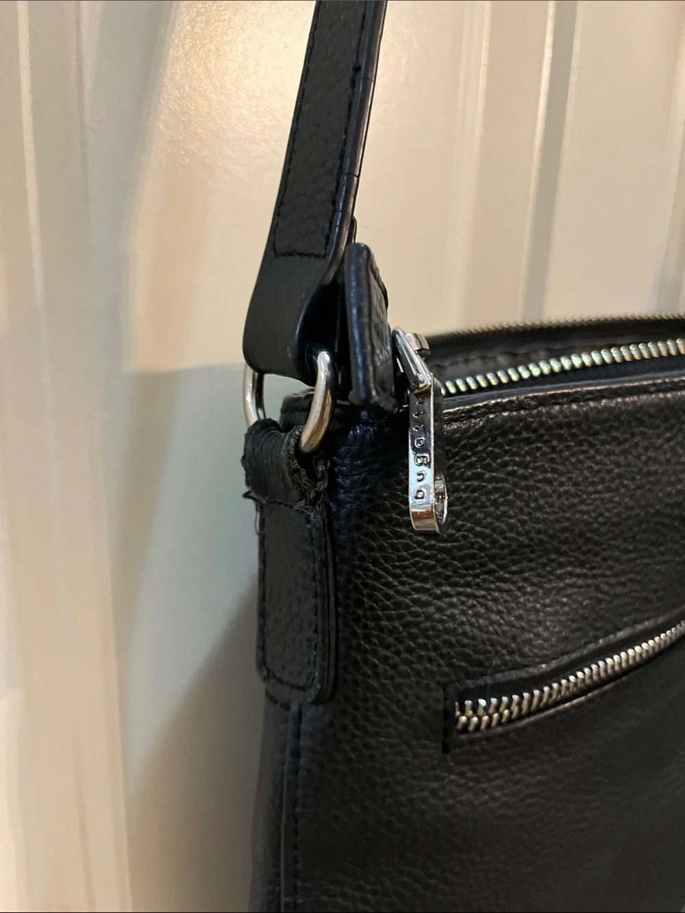 Bugatti Black Leather Crossbody Bag